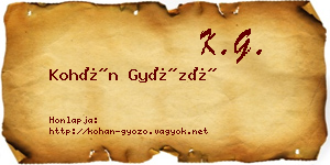 Kohán Győző névjegykártya